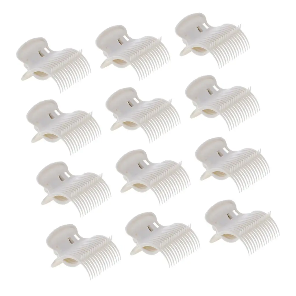 12pcs Plastic Hot Roller Clips Hair Curler Claw Clips for Small, Medium, Large and Jumbo Hair Rollers