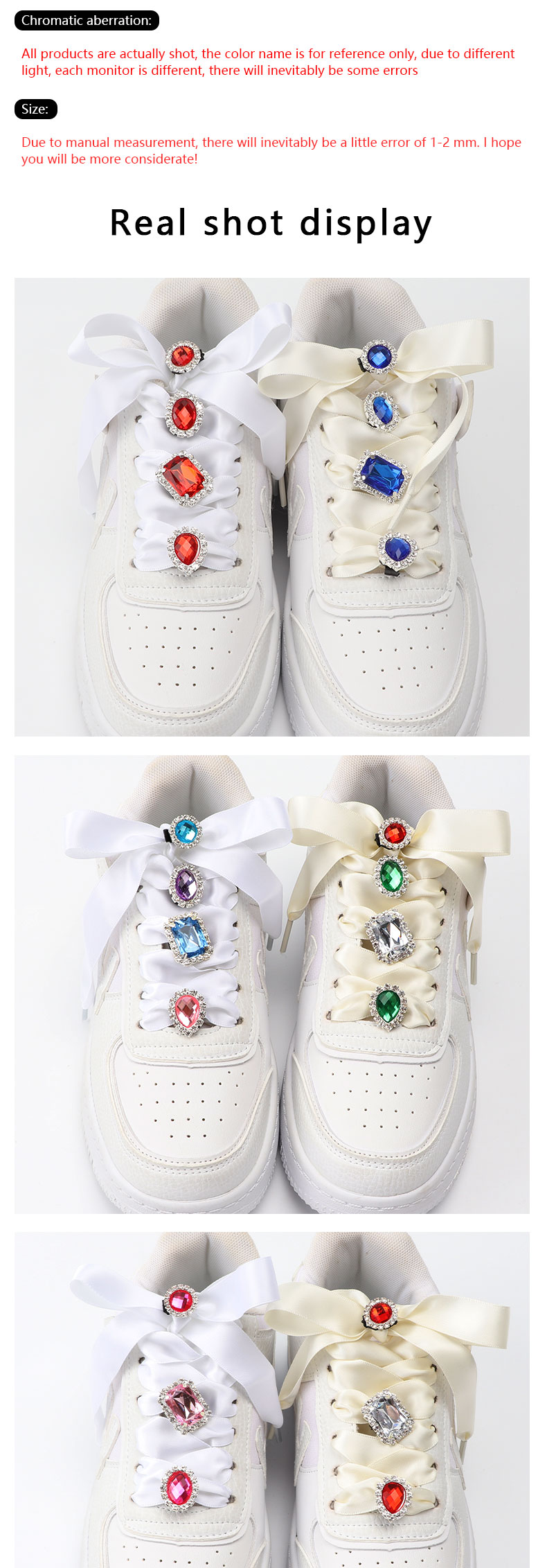 1PC Diamond Shoelaces Plastic Shoe Charms Design for Sneaker AF1 Decoration Luxurious Shiny Rhinestones Buckle Shoe Accessories