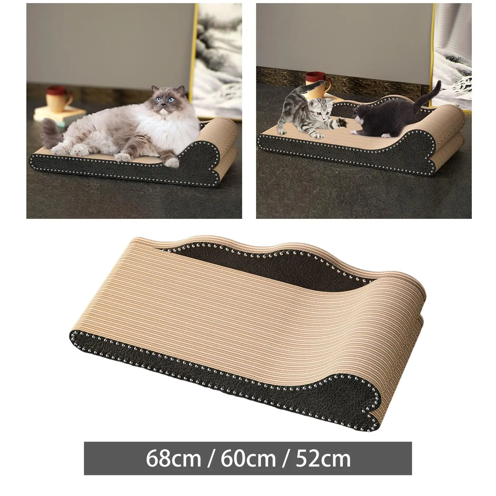 Cat Scratcher Lounge Corrugated Paper Scratching Board Furniture Protection Couch Cardboard Sofa Bed for Indoor Cats Kitty