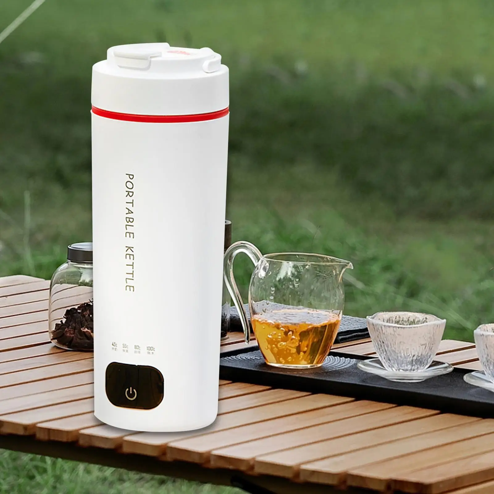 Portable Electric Kettle Auto Shut Off Stainless Steel Tea Coffee Kettle Water Boiler for Chocolate Tea Honey Water Milk Camping
