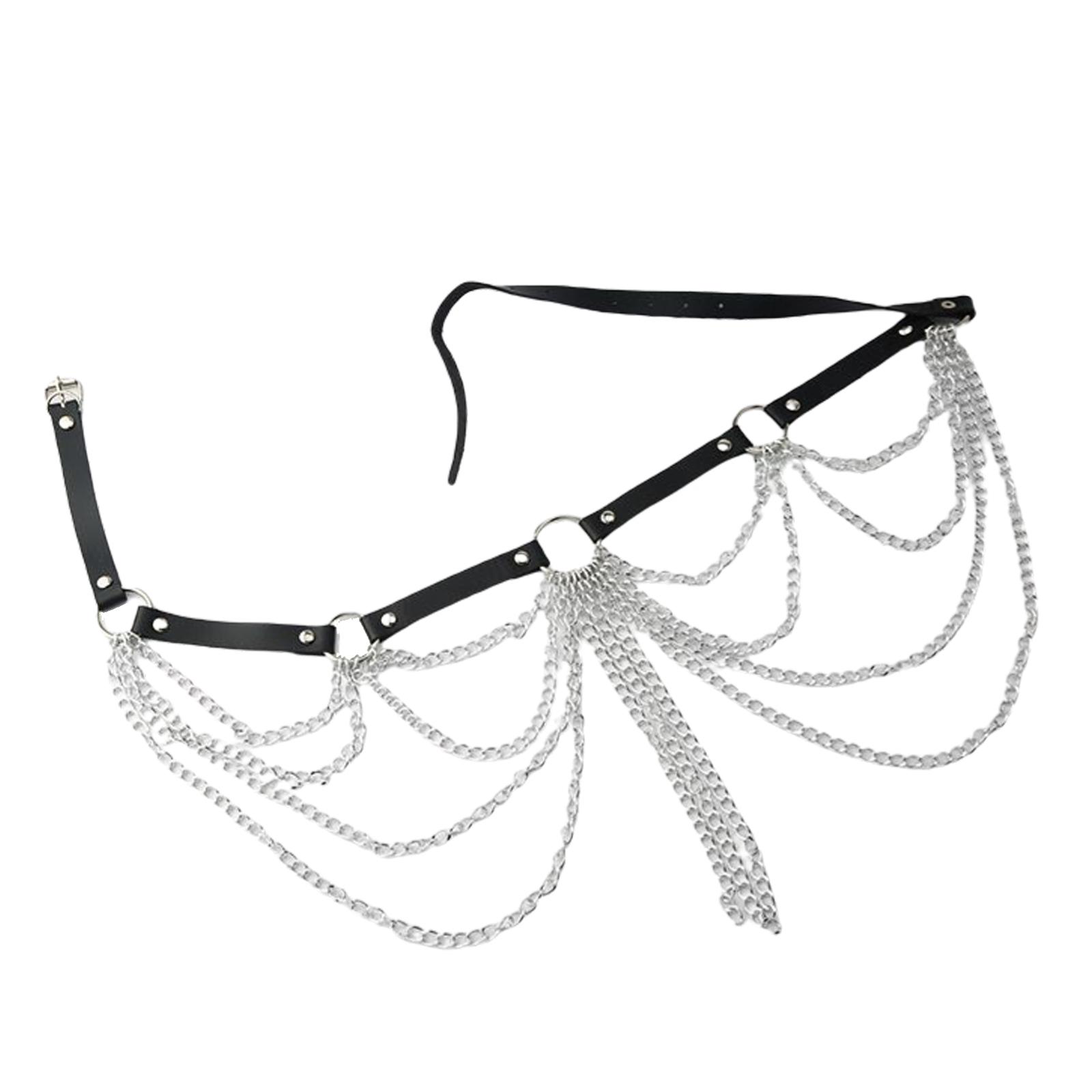 Multilayer Tassel Waist Chain Metal Chain Costume Fashion Body Chain Jewelry Accessories for Girls Women Halloween Pool Party