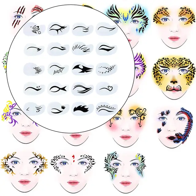 42PCS Face Paint Stencils Face Painting Template Kit Face Tracing Stencils  For Holiday Christmas Birthday Party Easy Install - AliExpress