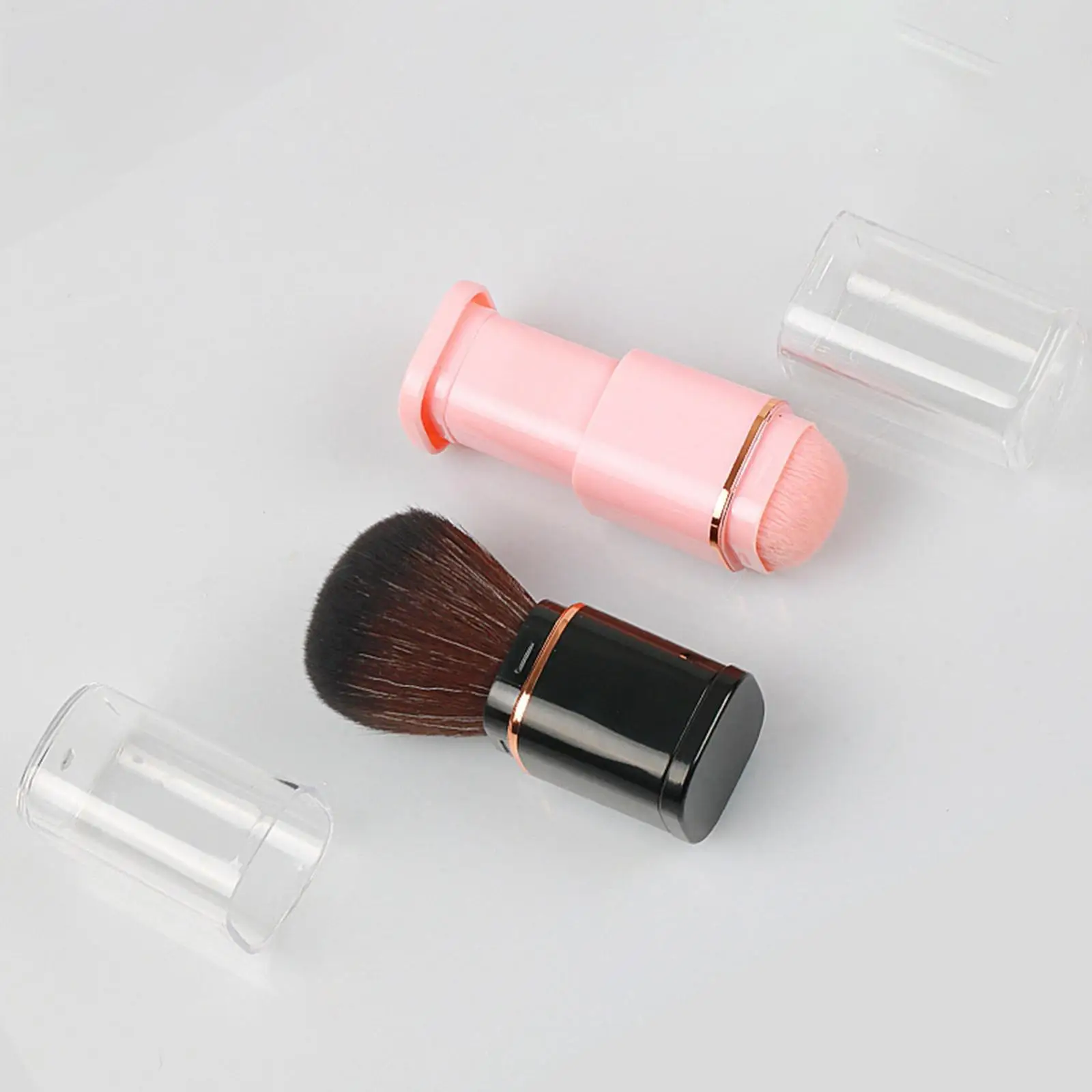 Portable Retractable Makeup Brush with Cover Small Blush Brush for Powder Bronzer Buffing Highlighter Blush