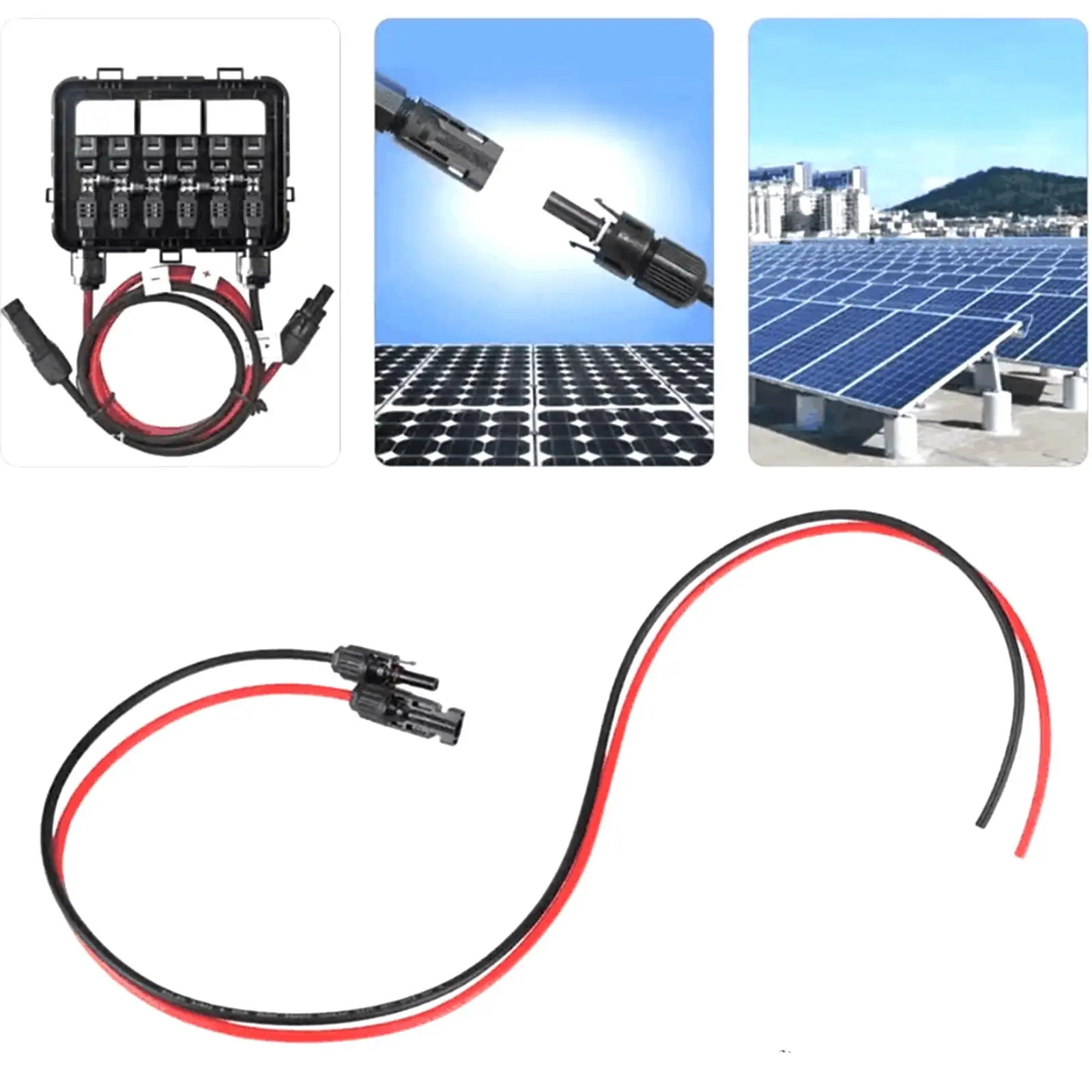 Solar Wire Extension PV Wire Harness Cords Black Red Connecting Connector Cable for Solar Panels Car Backpacking Traveling