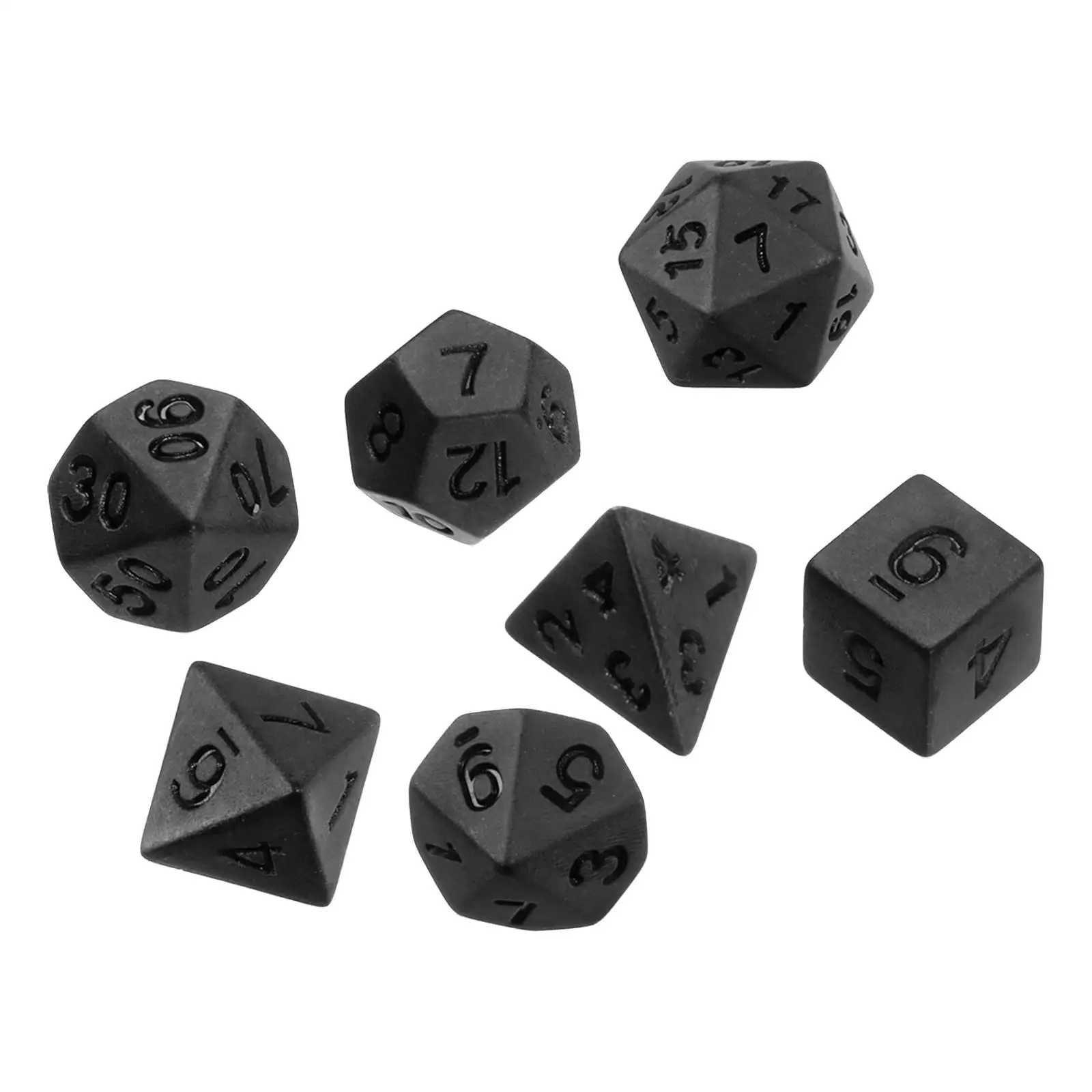 Polyhedral Dice black, 7 Pieces Game Dices D6 D4 D8 D10 D12 D20 for Role Playing Board Game Drinking Entertainment