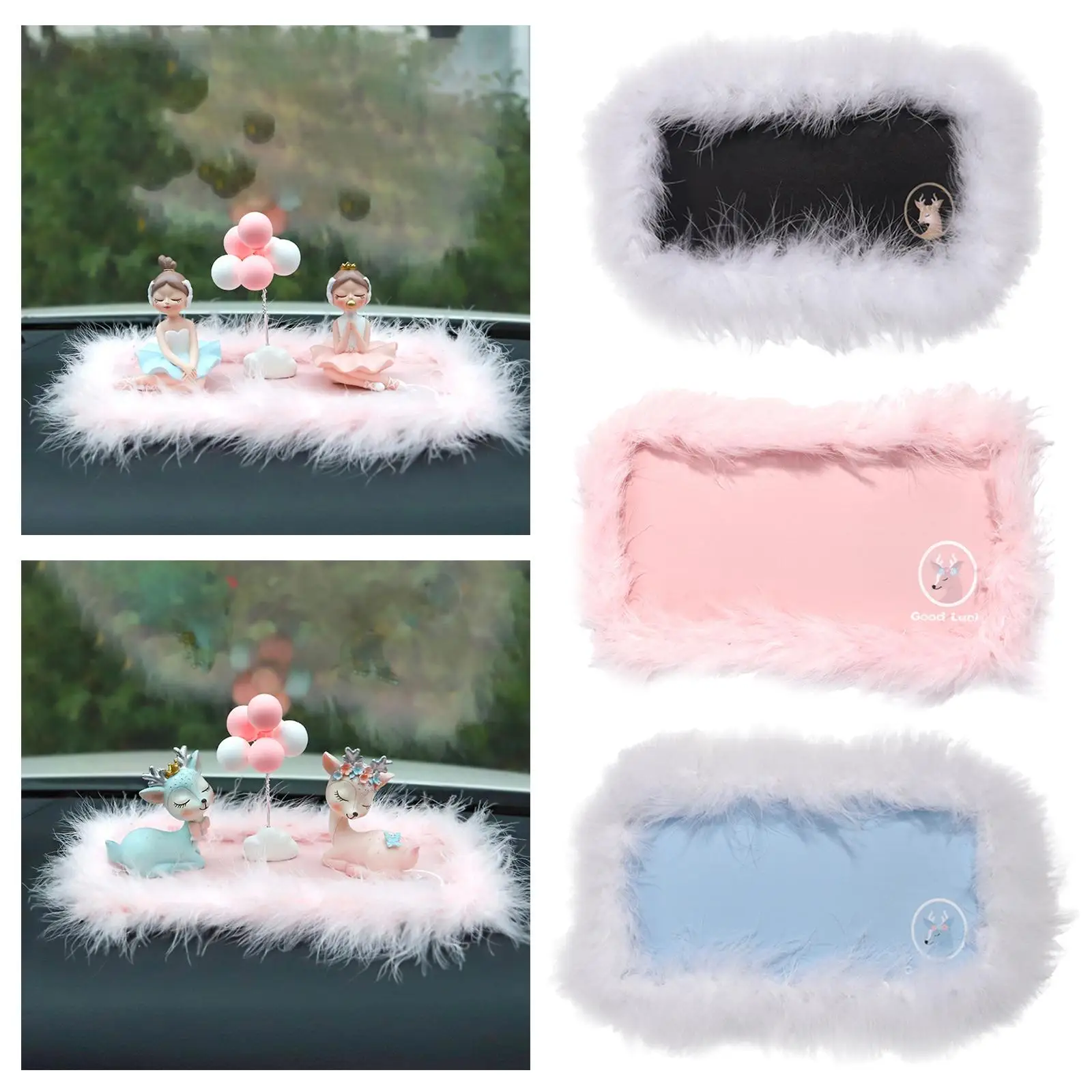 Lovely Feather Anti Slip Mat Crystal Rhinestone Auto Interior Dashboard Deco Silicone Non-Slip Pad Car Sticky for GPS Phone