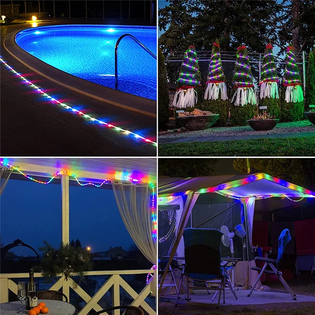 10/20/30M LED Waterproof Rope Lights 8 Modes Low Voltage LED Rope