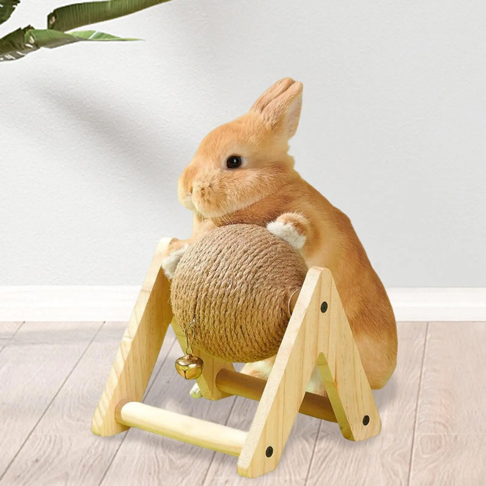 Rabbit Scratch Toy Sisal Rabbit Scratching Ball Durable Stable Interactive Toy for Small Animals Rabbits Kitty Kittens Bunnies 