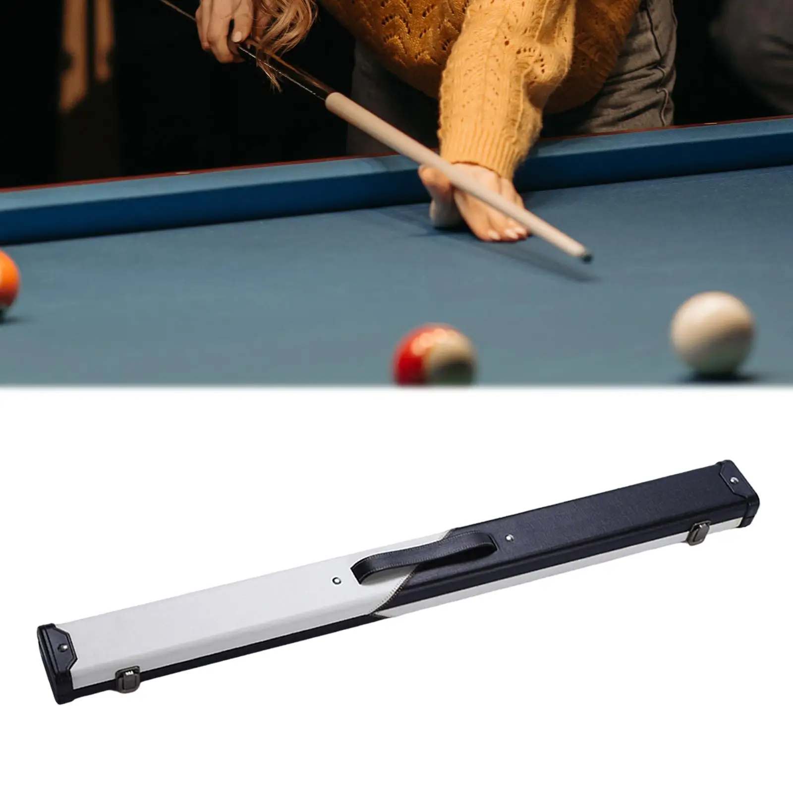 Billiards Pool Hard Case Holds Shaft Carrying Box for 1/2 Snooker
