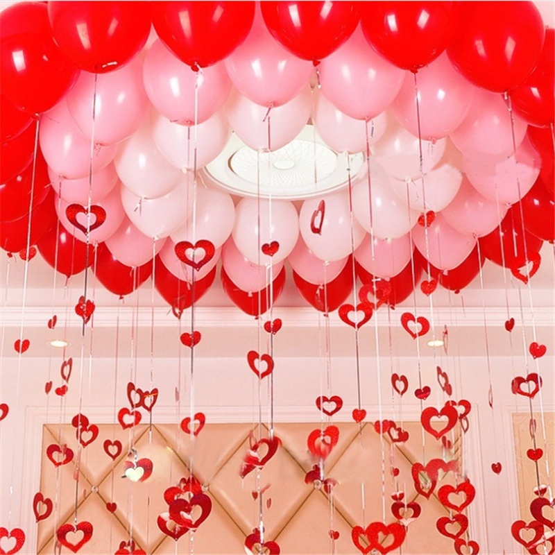 Description Picture 6 of item100Pcs/Set Balloon and Thread Pendant Hollow Heart-shaped Sequins Wedding Decoration DIY Birthday Party Paper Garland Streamers