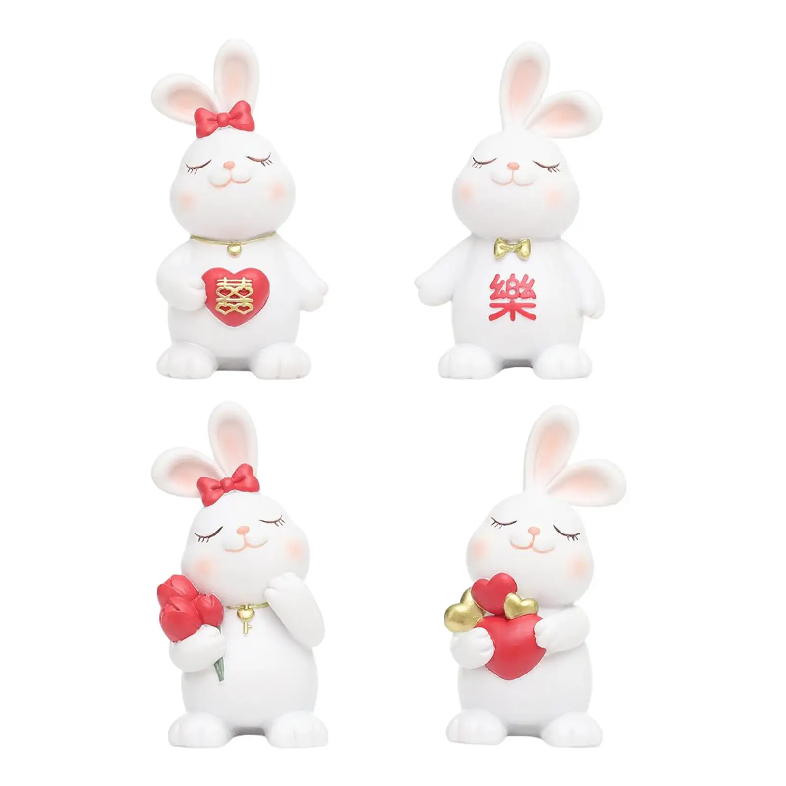 Bunny Resin Figurines Weddings Collectible Rabbit Statue for Decors Window