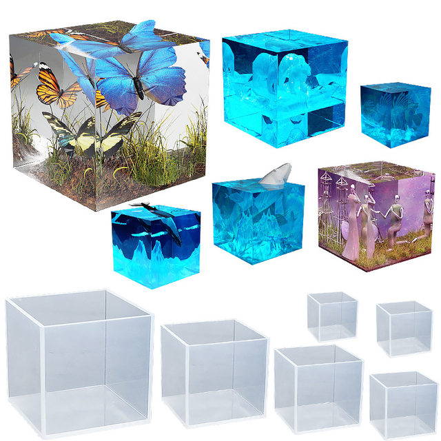 Extra large xl online 3D Square Cube Clear Silicone Mold