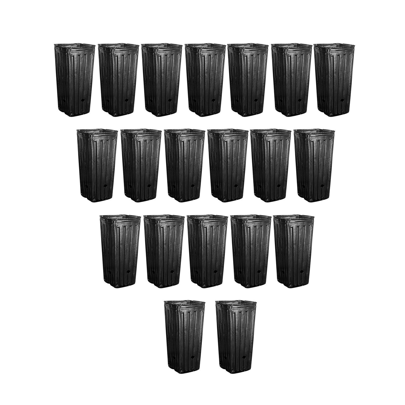 20x Deep Nursery Pots Treepots Black with Drainage Holes Seed Starting Pots Flower Plant Container for Greenhouse Indoor Outdoor