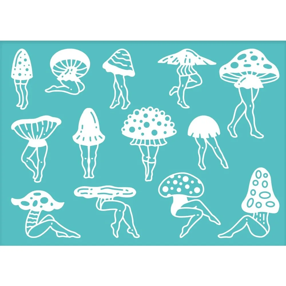 Lavável Silk Screen Printing Stencil, Mushroom Pattern,