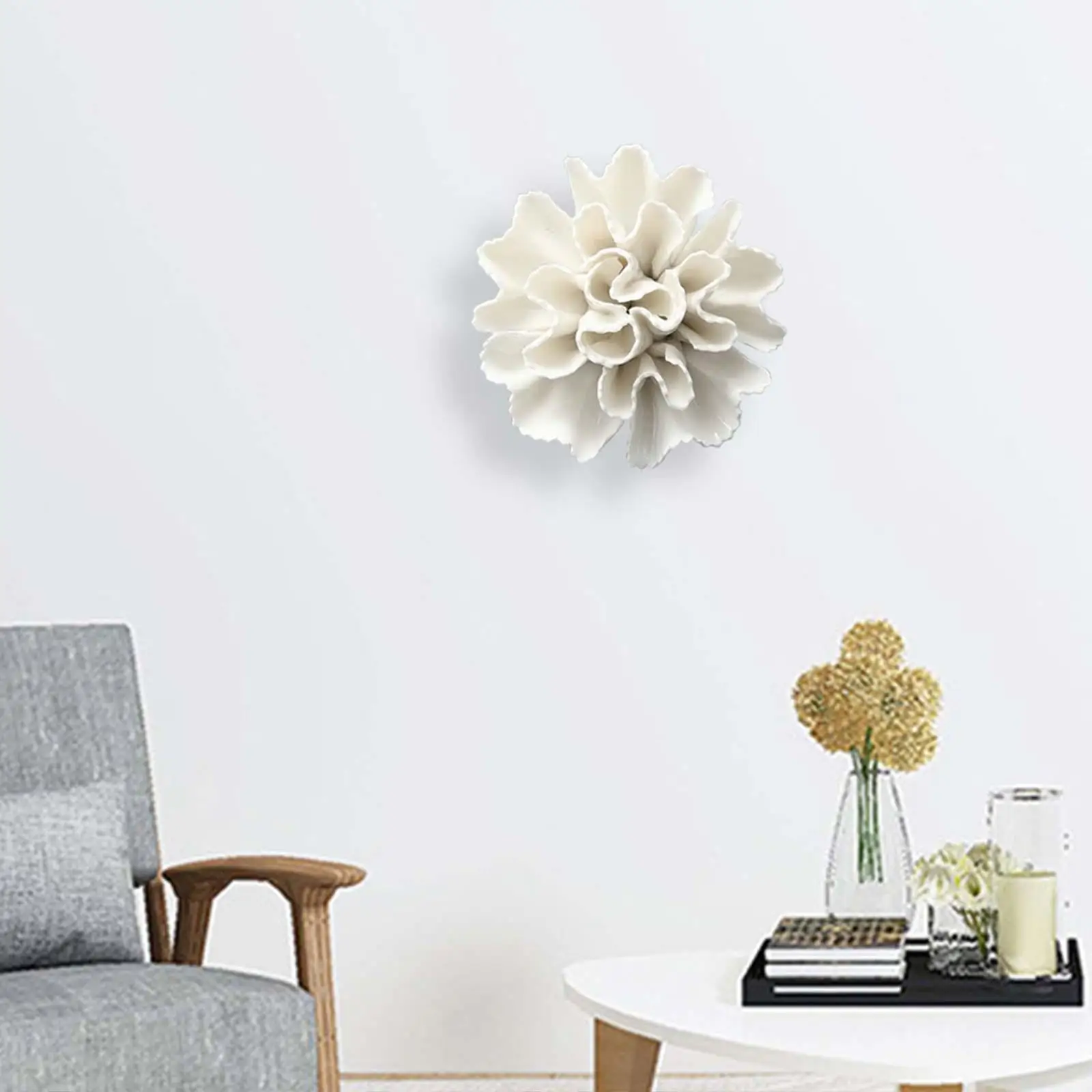 Hanging Wall 3D Ceramic Flower Wall Decor Artificial Flower for Office Home