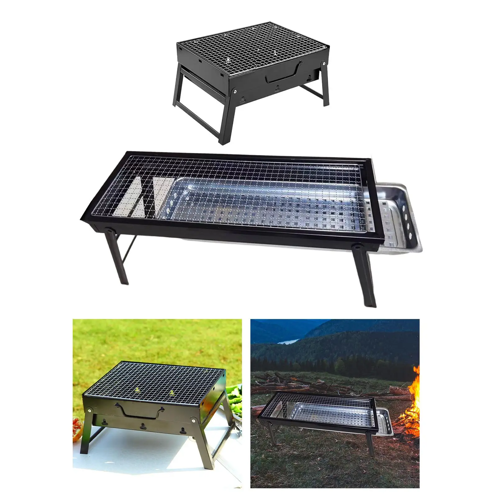 BBQ Grill Stove Foldable Cooking Tabletop Equipment Travel Household Hiking