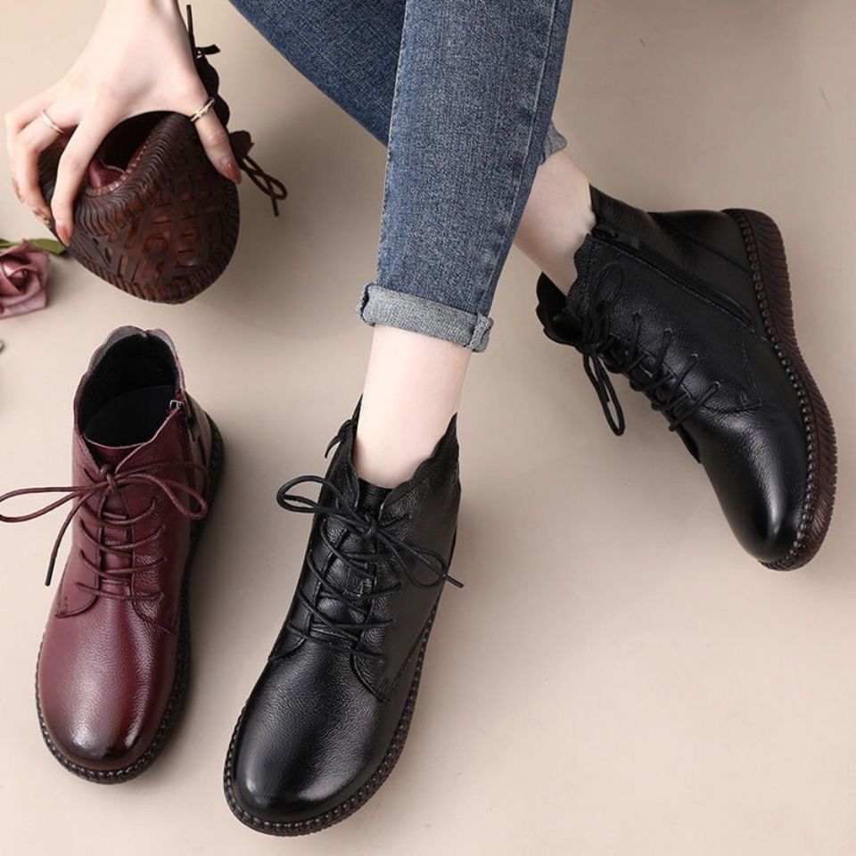 lace up ankle boots flat