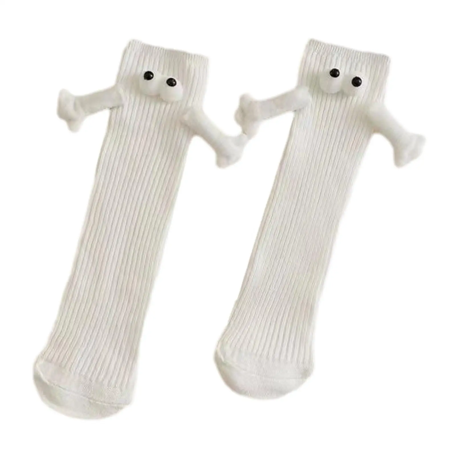 Funny Couple Holding Hands Sock Gifts Socks Soft 1 Pair 3D Doll Eyes Couple Socks Mid Tube Cute Couple Socks for Sisters Friends