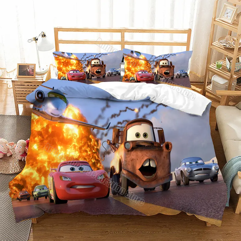 Razernij Pigment streepje Disney Cars Dekbedovertrek Pak Cartoon Auto Afdrukken Beddengoed Set  Kussensloop Leuke Anime Bed Decoratie Kinderen Slaapkamer Dekbedovertrek| |  - AliExpress