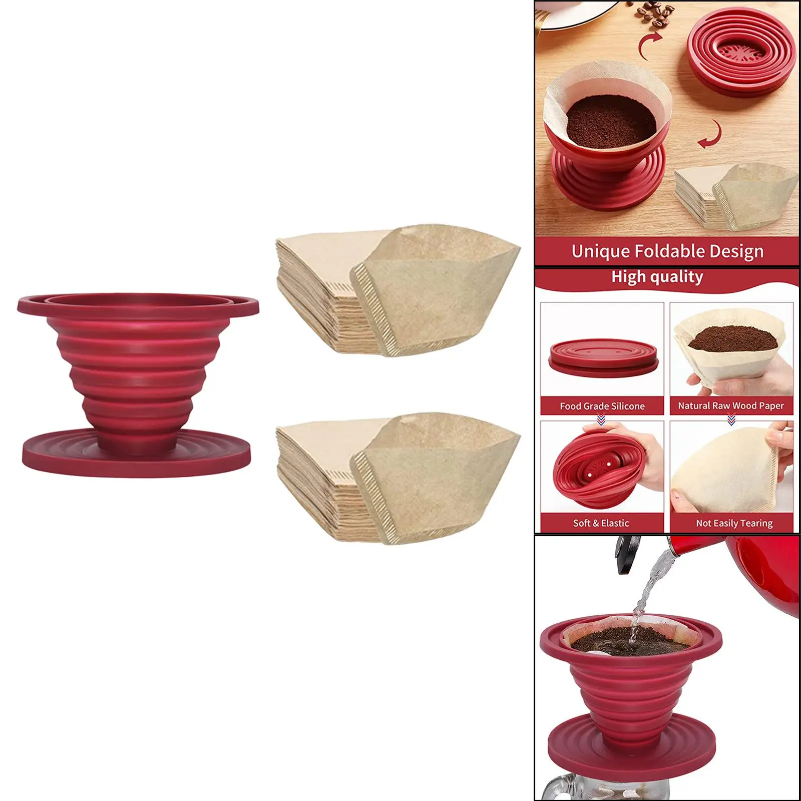 Coffee Dripper Manual Coffee Brew Maker Foldable Cone Drip Cup for Office