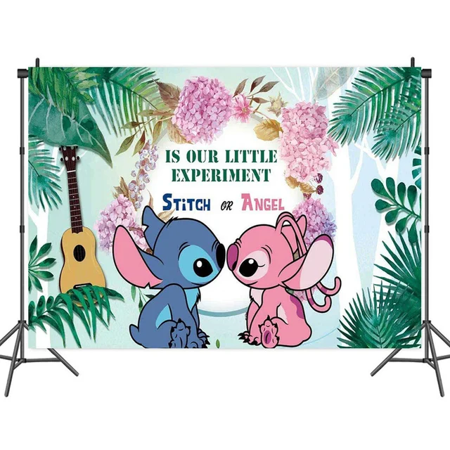 Disney Lilo & Stitch Angel Backdrop Customizable Happy Birthday Party  Decorations Baby Shower Party Supplies Background - AliExpress