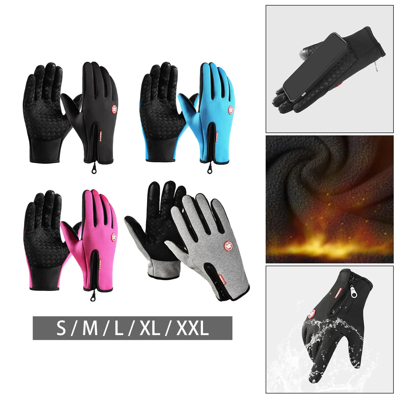 Winter Gloves Windproof Non Slip Waterproof Warm Insulated Thermal Touch Screen for Cycling Outdoor Sports Ski Men Women