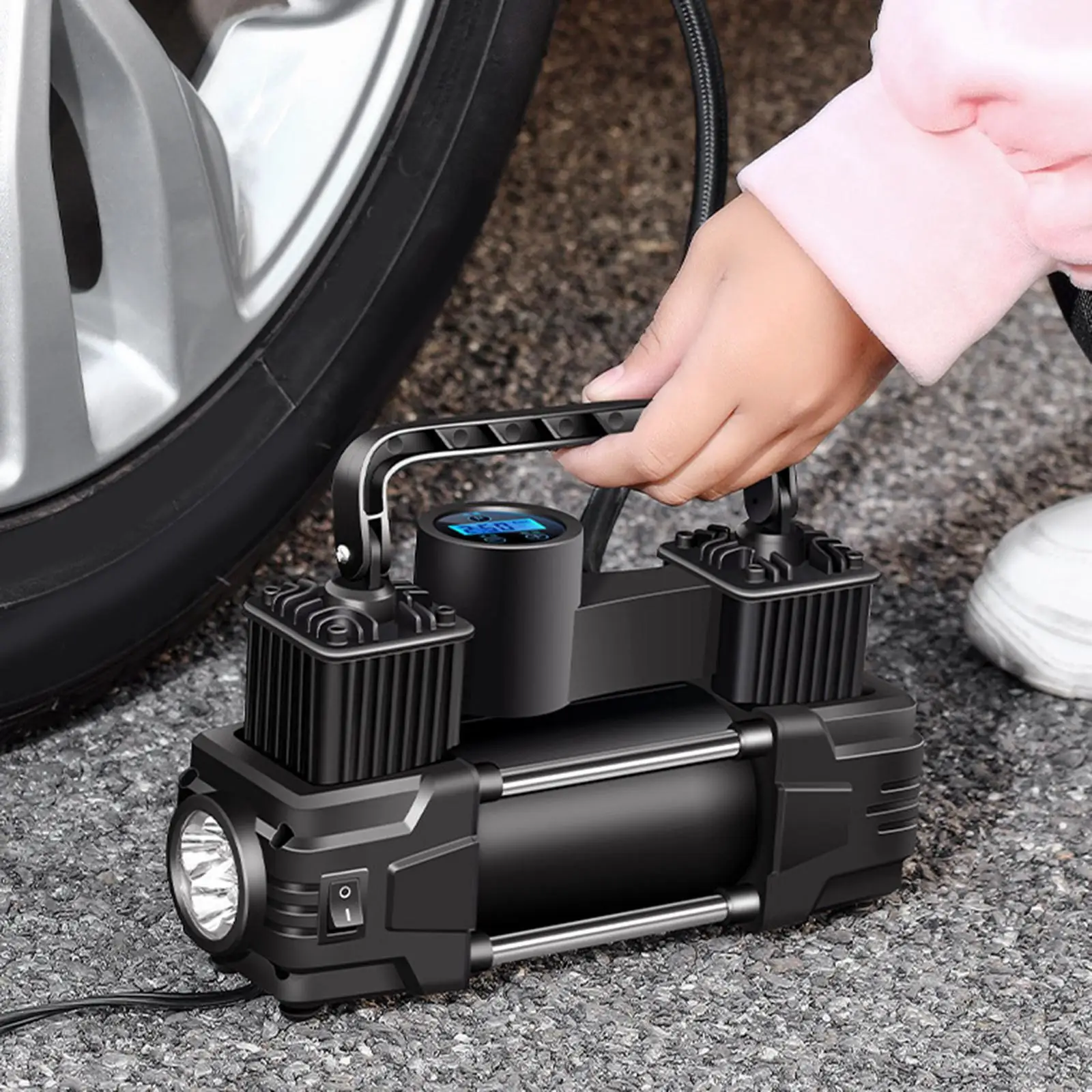 1x Car Tyre Inflator Air Pump 12V Pressure Gauge Display Digital Display Air Compressor Tire Inflator Fit for Motorcycles Home