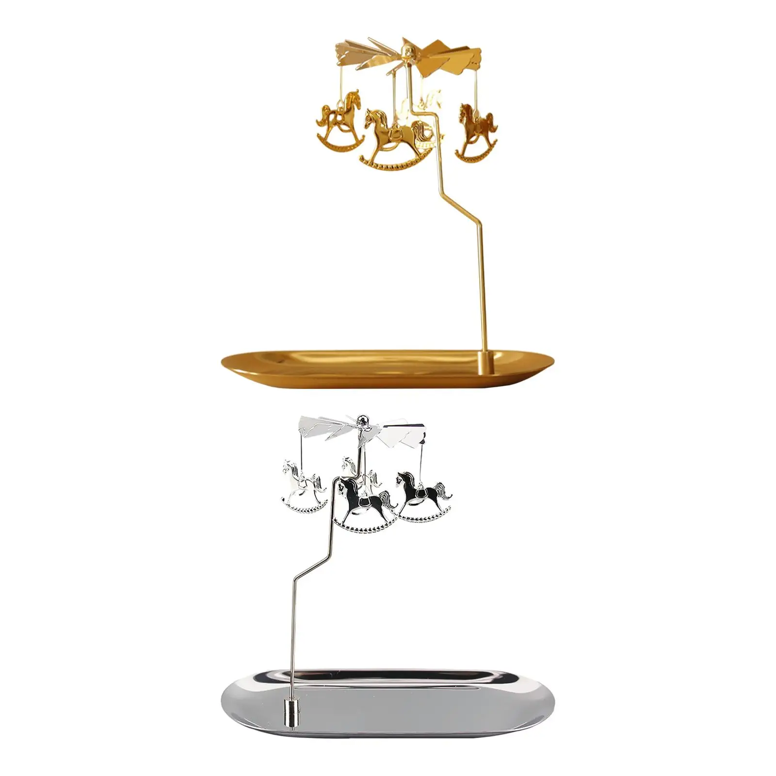Rotating Candle Holder with Tray Candlestick ,Metal Tea Light Candle Holder for Gift Hotel Dining Room Festivals Decorations