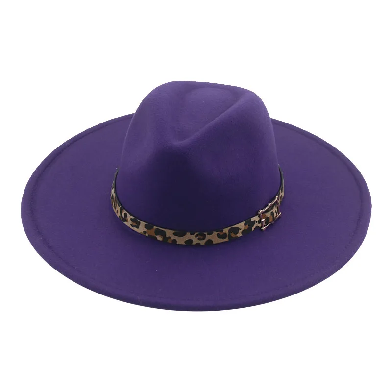 Fedoras Women Men Wide Brim 9.5cm Women Hat Band Belt Panama Jazz Caps Winter Fedoa Hats for Women Solid New Sombreros De Mujer cream fedora hat