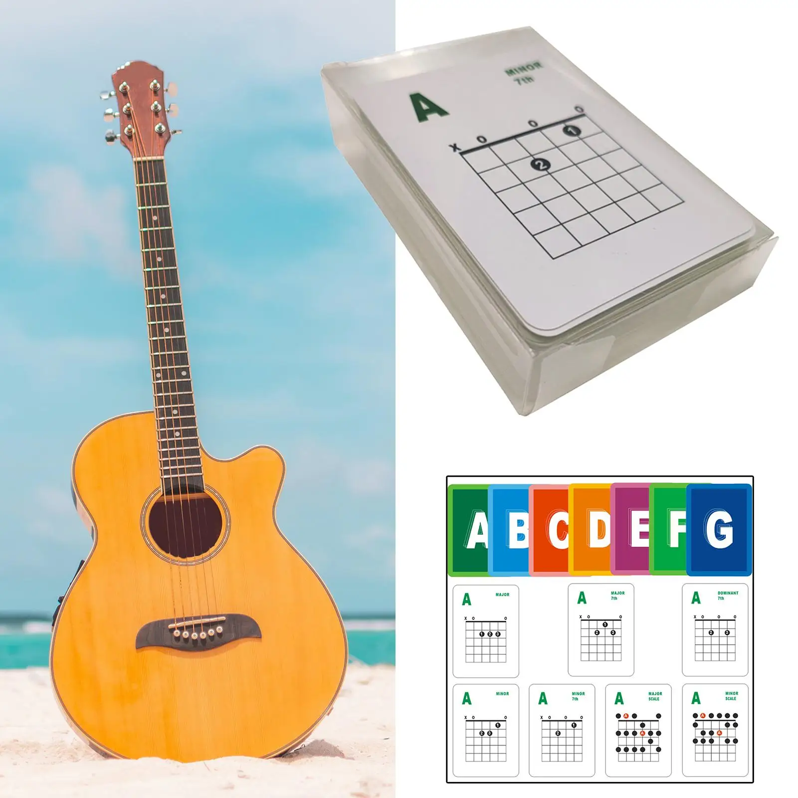 49Pcs Guitar Chords Cards A toG Scale Learning Cards for Acoustic and Electric Guitar Beginners Adult Kids Learn