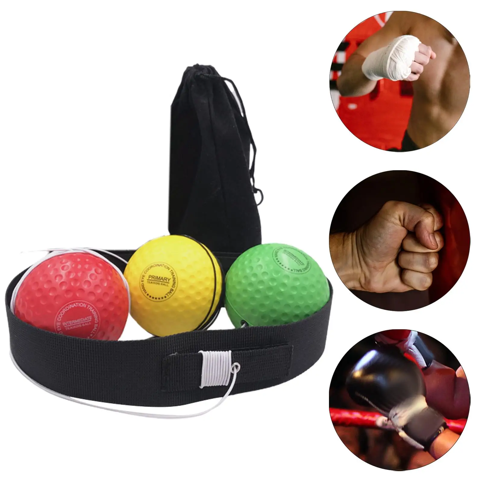 Boxing Reflex Ball Headband Set with Storage Bag Punching Speed Adjustable Headband for Home Gym Fitness Exercise Women Men