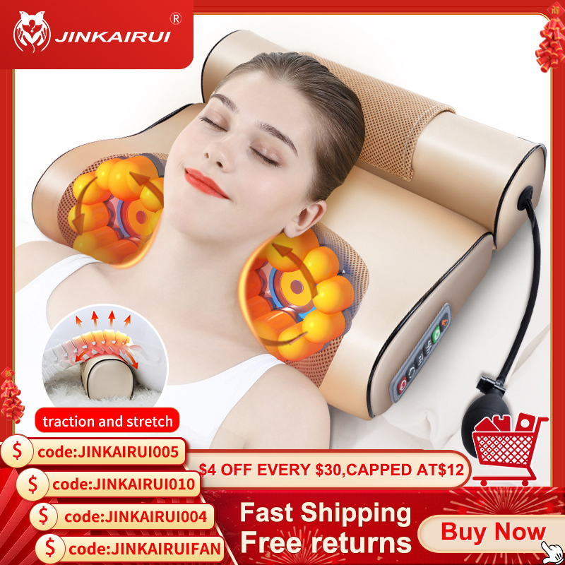 Best of Jinkairui Neck Massage Pillow Electrical Cervical Traction Massager Wormwood Hot Compress Relief Back Shoulder Pain Body Health Reviews & Tips