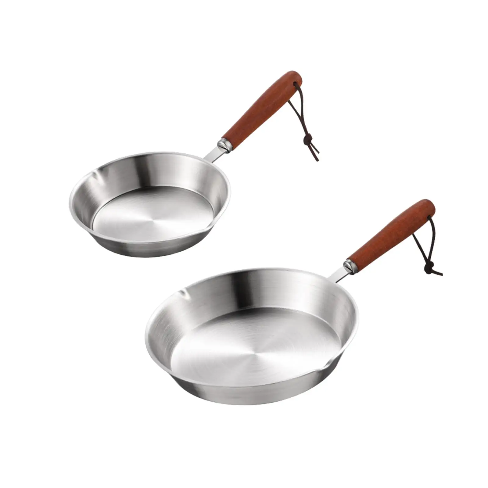 Kitchen Stainless Steel Fry Pan with Dual Spout with Long Handle Steak Grilling Pan Butter Warmer Skillet for Kitchen Rvs Travel