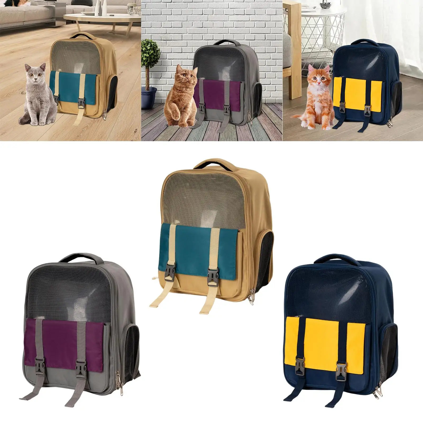 Cat Carrier Backpack Dog Travel Bag Carrying Bag Adjustable Shoulder Strap Ventilated Pet Backpack for Kitten