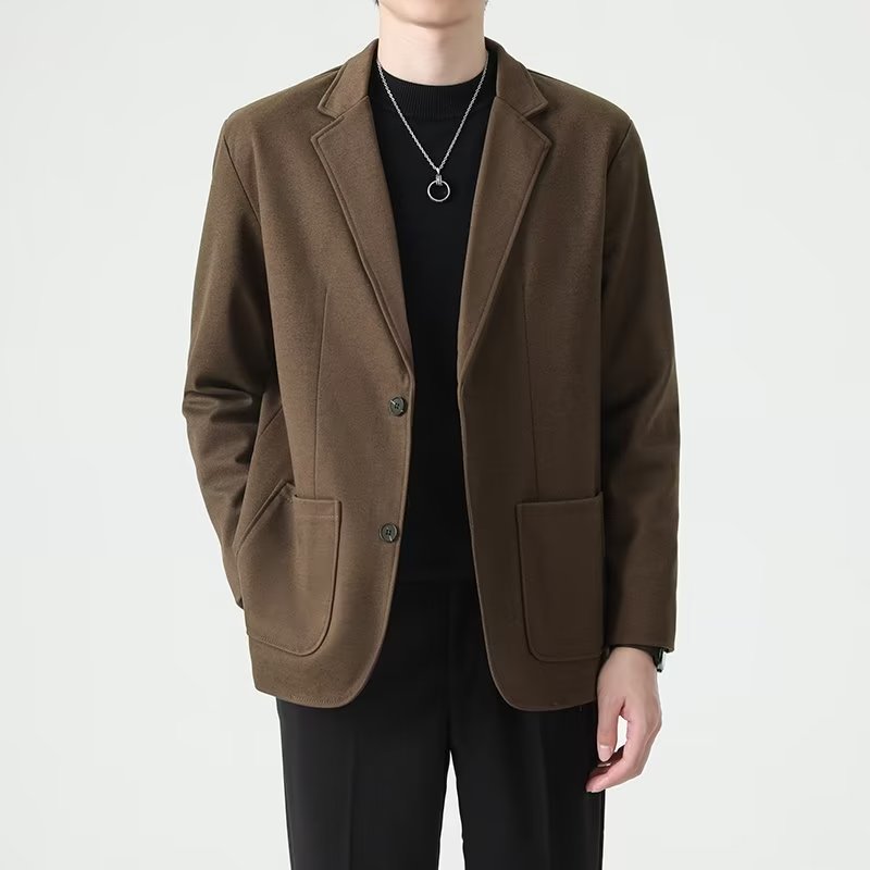 Description Picture 6 of itemSolid Blends Men Handsome Loose All-match Daily Smart Casual Simple Hipster Streetwear Korean Style Advanced Cozy Spring Autumn