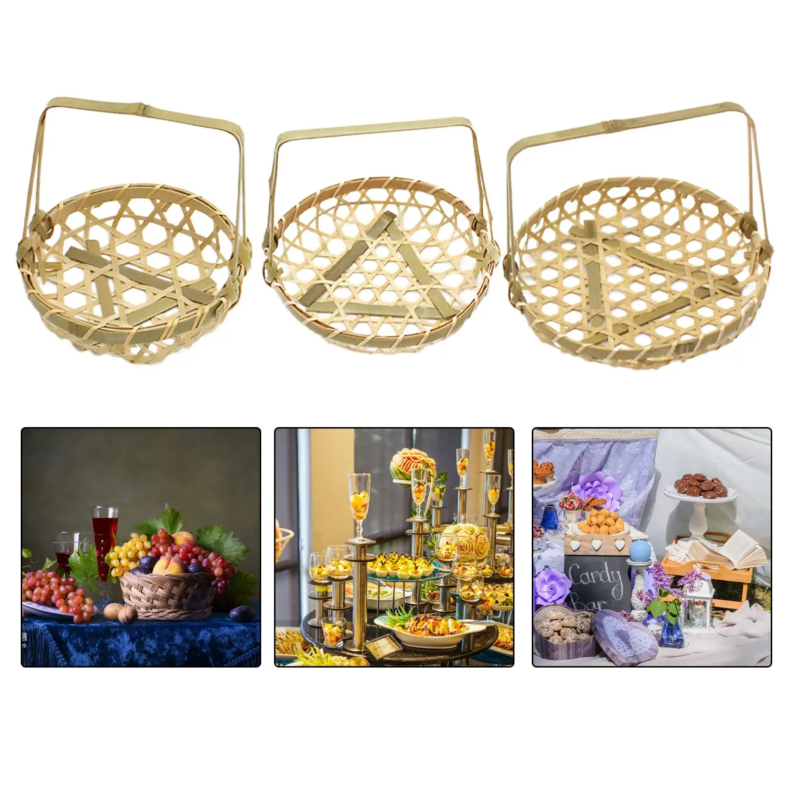 Bamboo Basket Elegant Flower Arrangement Shopping Basket Flower Basket Woven Basket for Living Room Party Banquet Bedroom Picnic