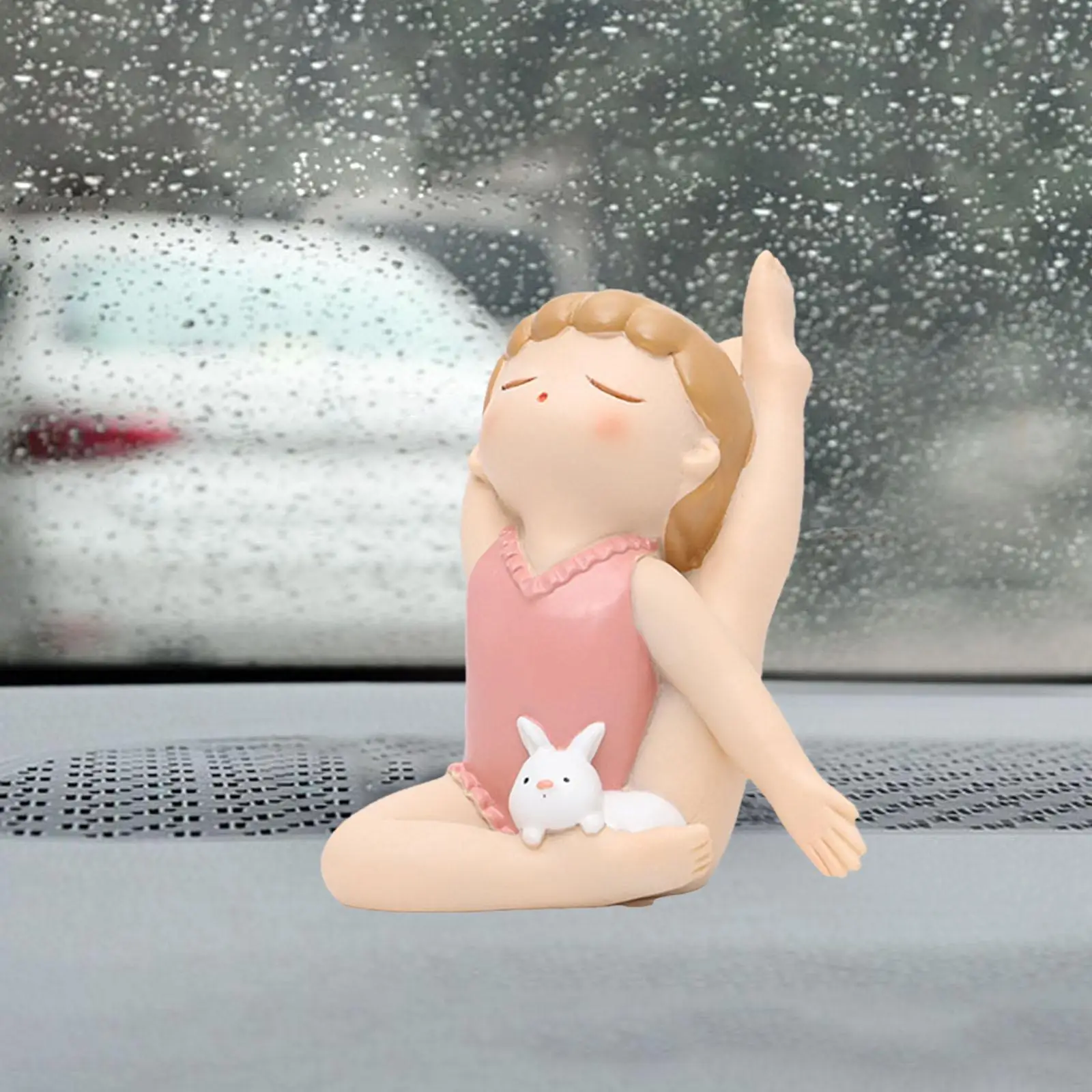 Lovely Yoga Pose Figurine Contemplation Decor Resin Gifts Decorative Bunny Girl for Studio Yoga Women Valentine`S Day Friends