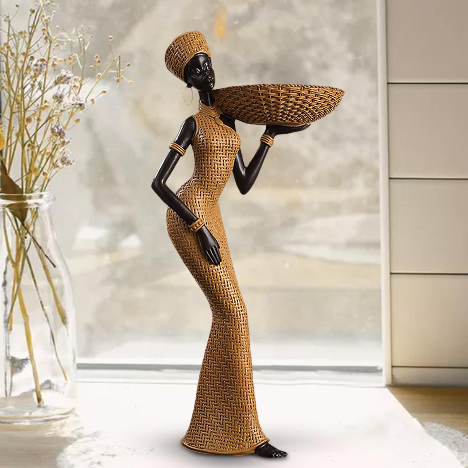 Africian Women Figurine Tabletop Sculpture Hand Crafted for Car Dashboard