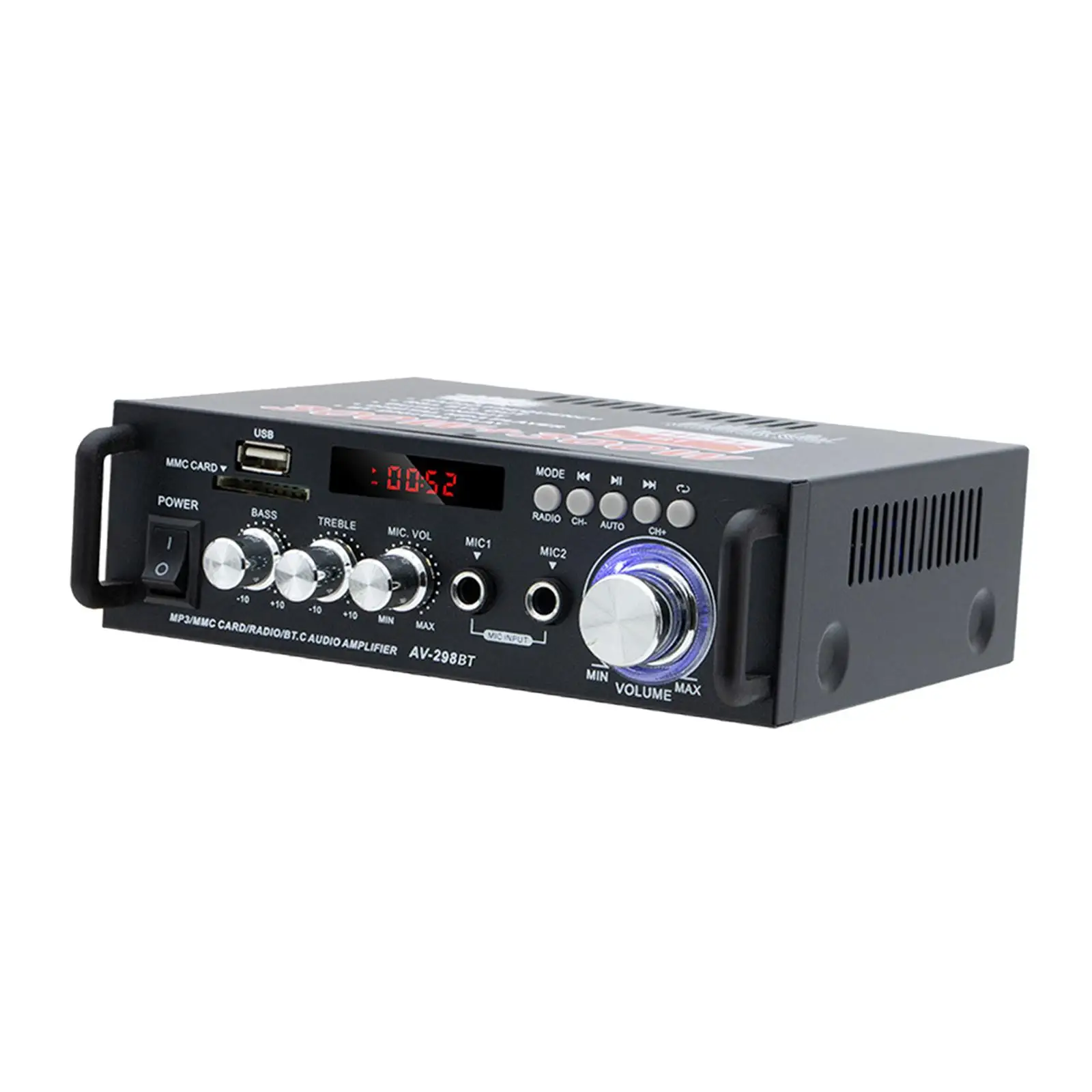 Stereo Power Amplifier Euadapter Plug Volume Control Integrated Amplifier 120W Channel for Speakers TV Computers Home Use Studio