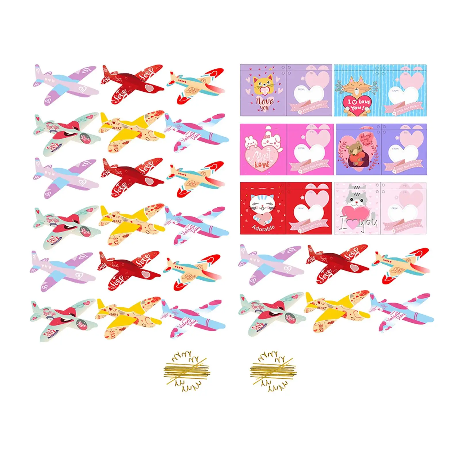 24x Valentines Day Cards for Kids Valentines Day Gifts Paper Exchange Prizes Gift Supplies Airplane Cards Greeting Cards Bulk