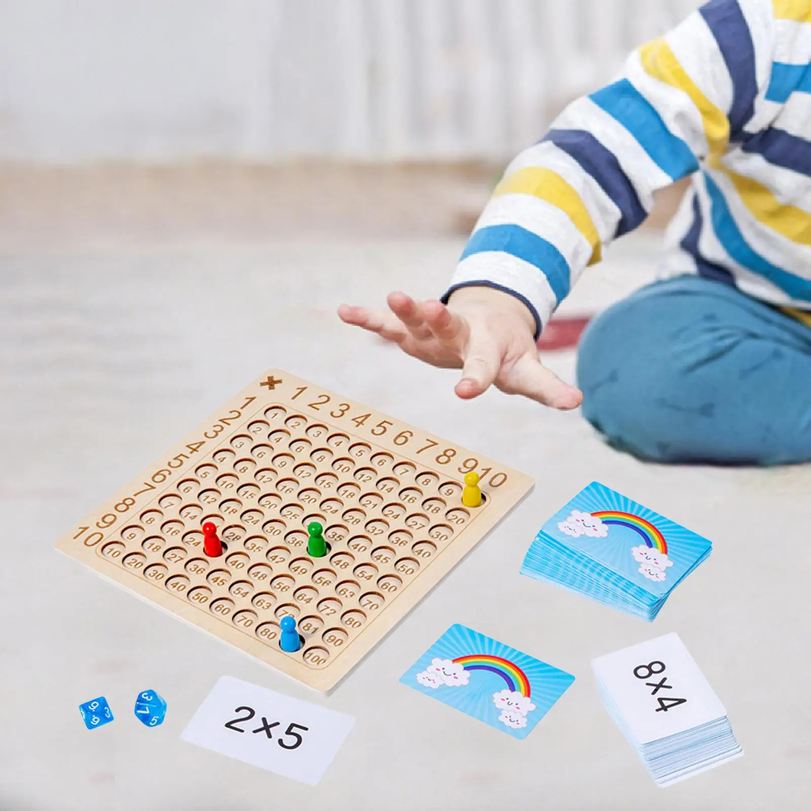 9x9 Multiplication Board Wooden Montessori Math Educational Multiplication Table Board Game for Livng Room Home Children Unisex
