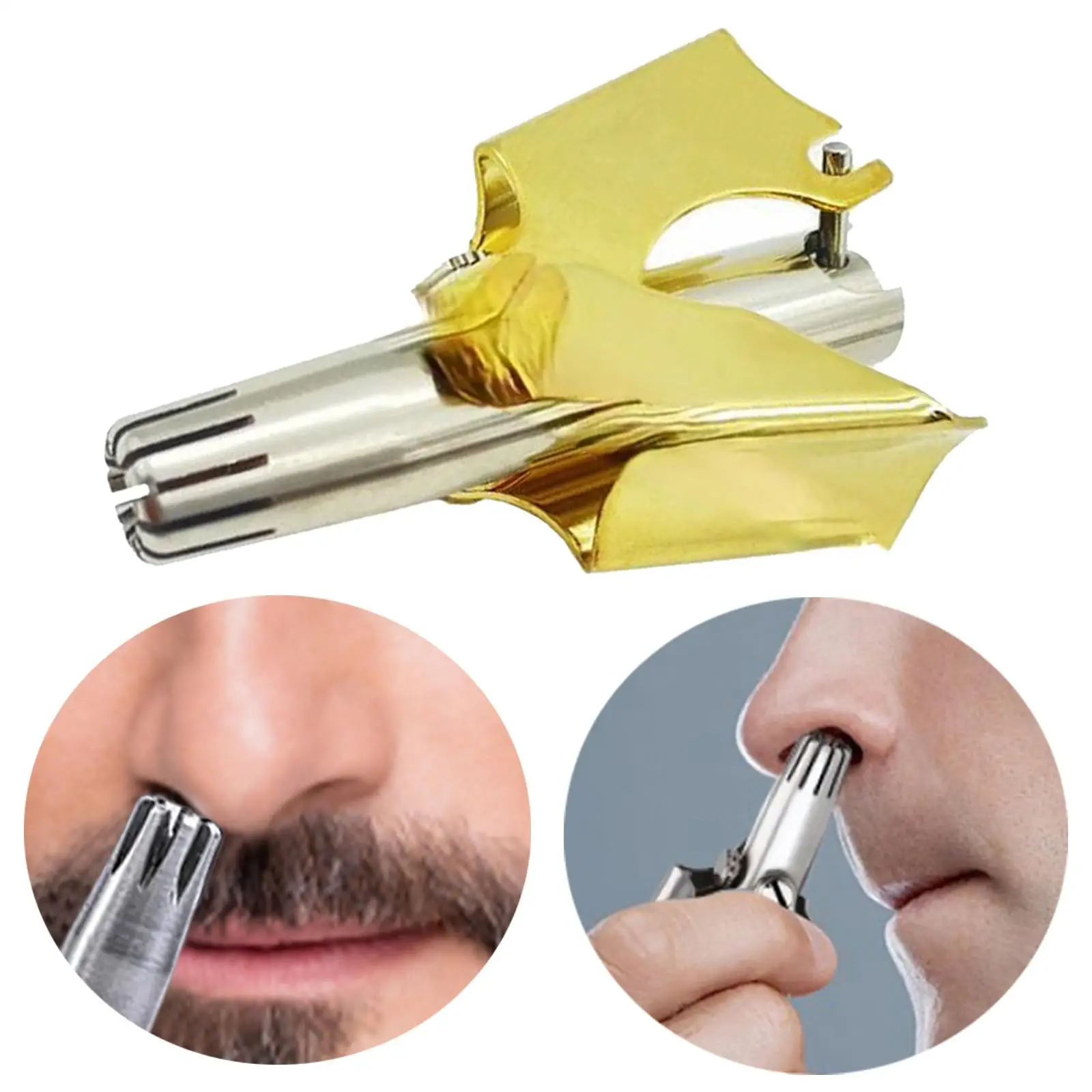 Portable Manual Nose Trimmer Stainless Steel Washable Hair Remover Mini Razor Shaver No Batteries Required Low Noise Gift Gold