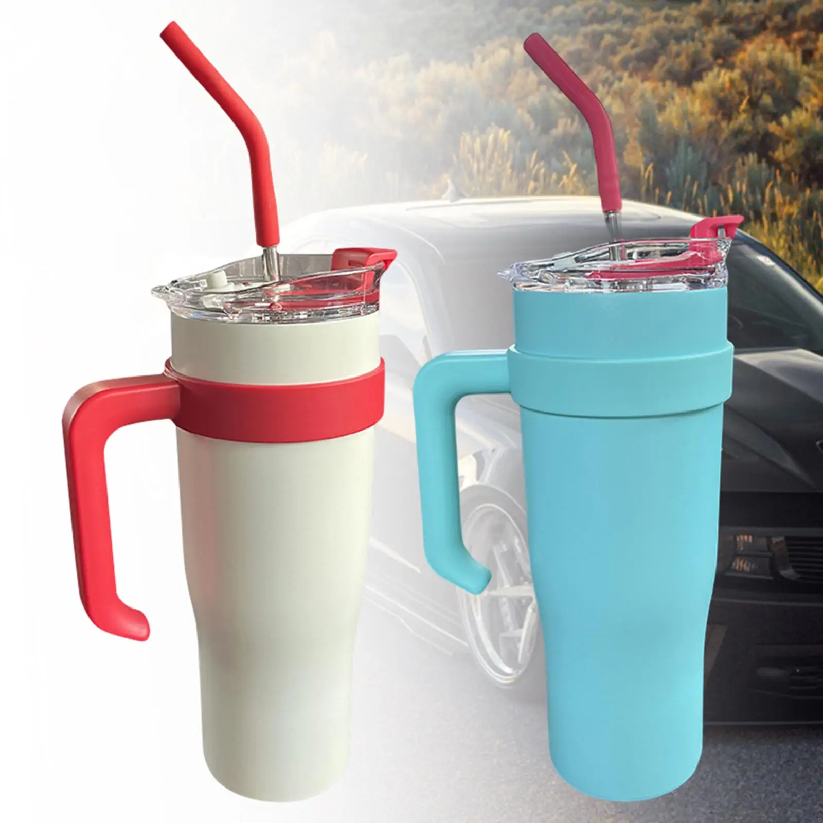 Insulated Sippy Cup with Straw and Lid Leakproof 40oz Drinking Cup Coffee Tumbler for Cold Hot Drinks Water Iced Tea Coffee