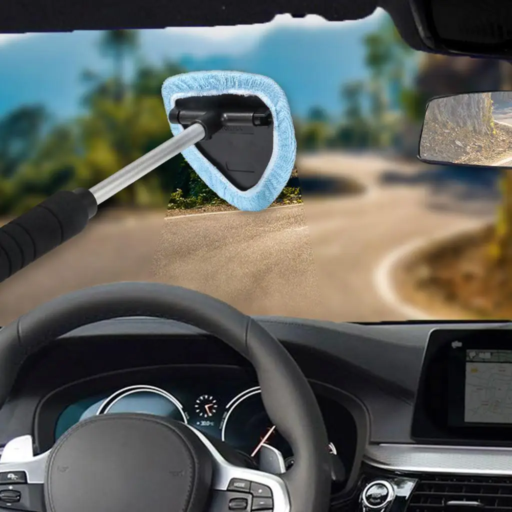  Triangular Microfiber Windscreen Car Glass Cleaner Demister Detachable Handle