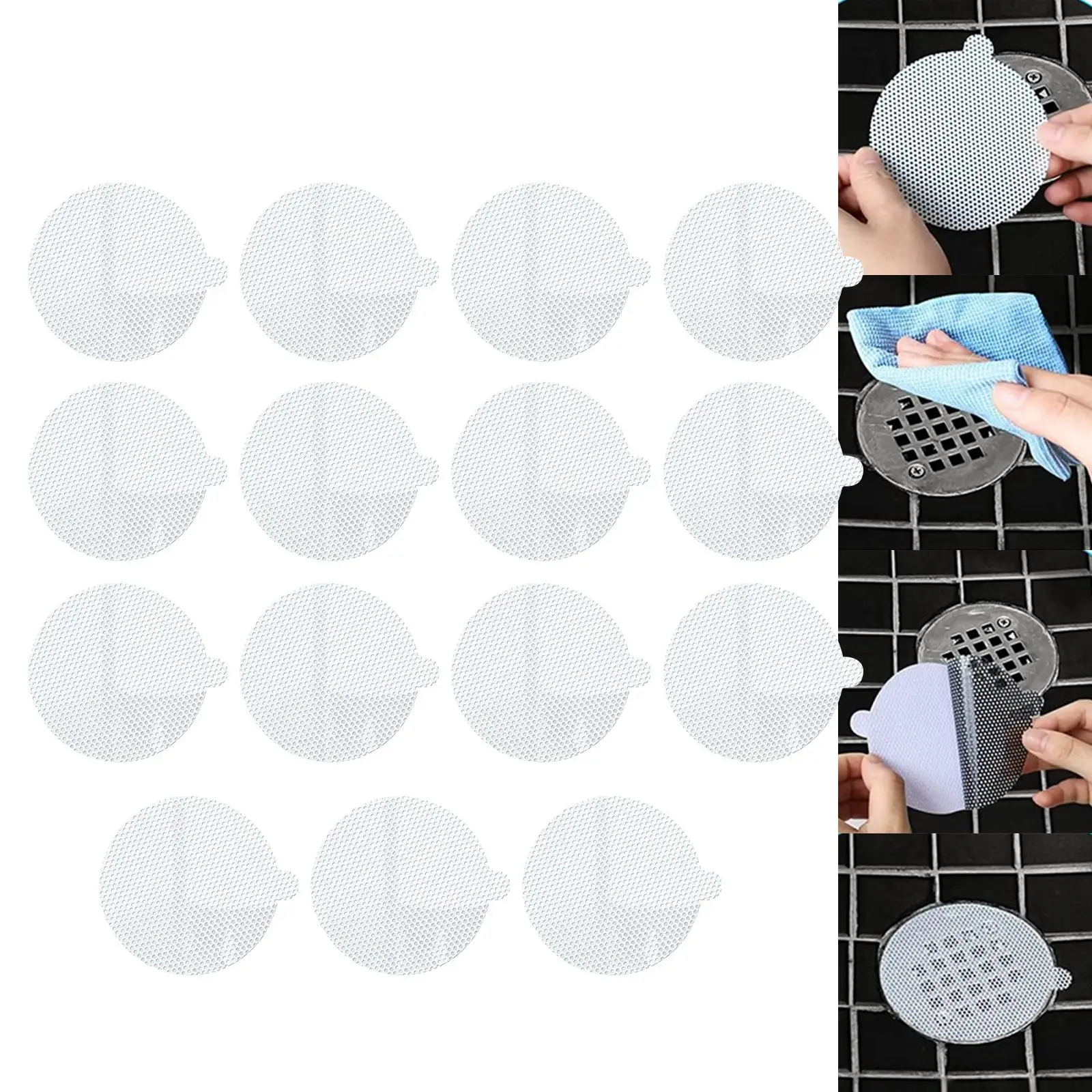 15 Pieces Round Disposable Shower Drain Catcher Collector Strainers Cover for Floor Drain Bathroom Sink Laundry Bathtub