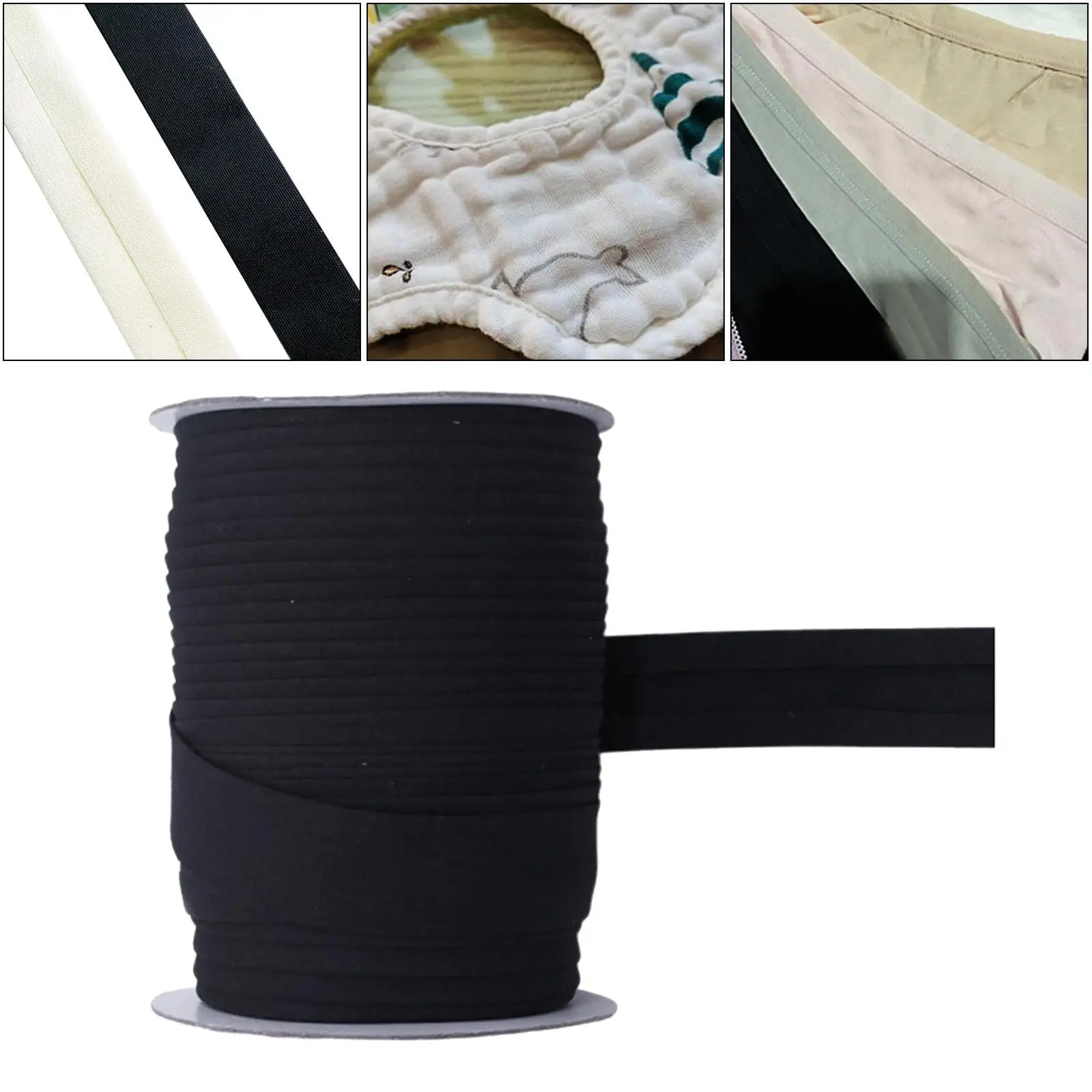 Elastic Band 15mm 10 Yards Nylon Waistband Double Fold Bias Tape for Cuff Clothing