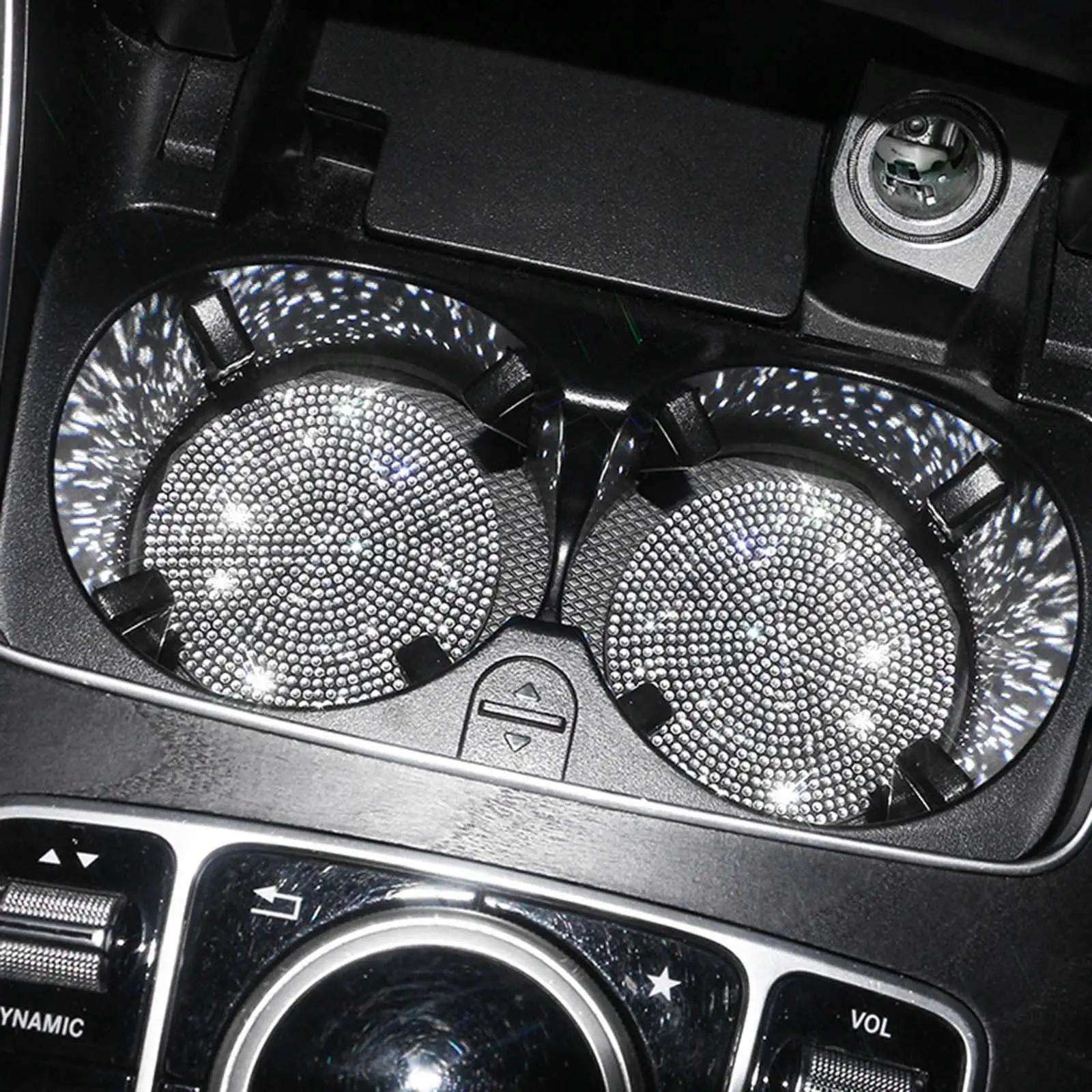 2 Pieces Car Cup Holder Coaster Full Rhinestone Cup Holder Insert Coaster Gift