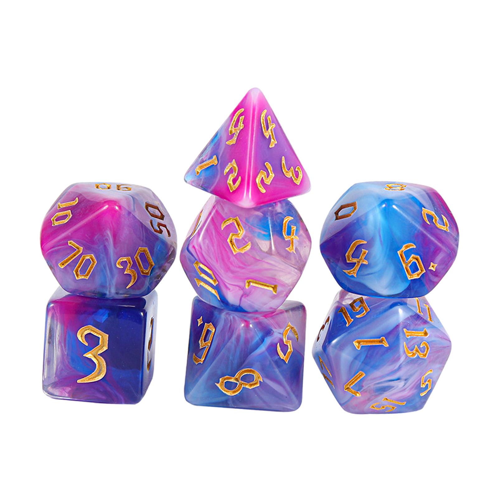 7x D4 D8 D10 D12 D20 Dices Classroom Accessories Party Toys Board Game Polyhedral Dices Set for Math Teaching RPG Card Games