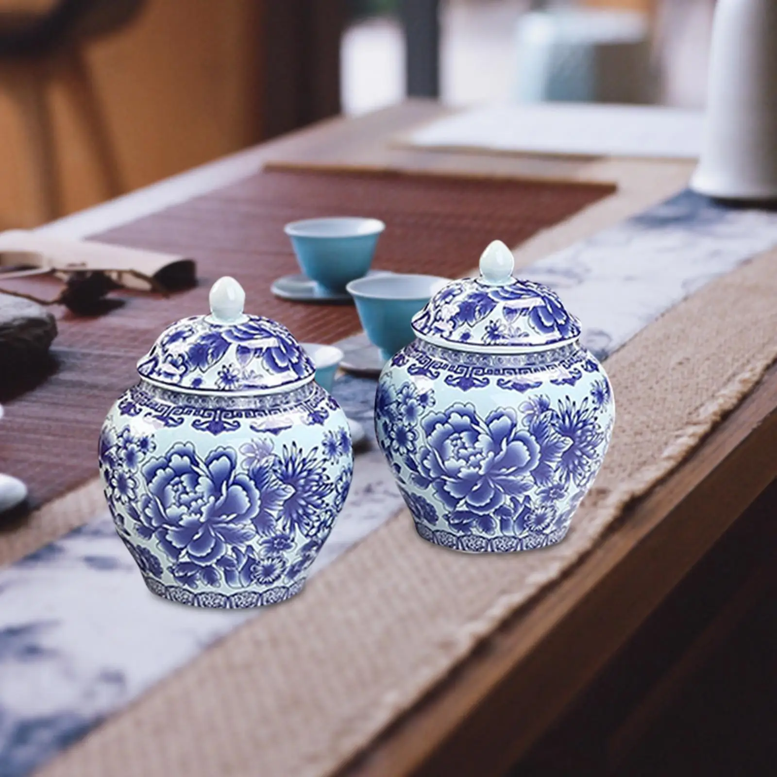 Porcelain Ginger Jars Organizer Planter Glaze Decorative Storage Jar Tea Pot