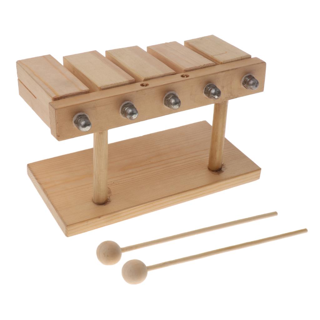 Wooden Five-with Beater for Kids Percussion Instrument Toy